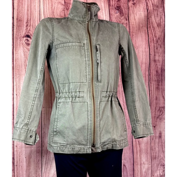 Madewell Women's Utility Jacket Full‎ Zip Adjustable Waist Pockets Green Size XS - Picture 1 of 14